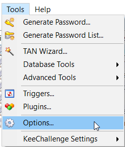 Keepass - Outils - Options